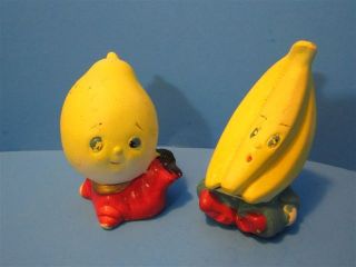 Vintage Ceramic Anthropomorphic Banana Pear Kid Salt & Pepper Shaker Japan 1950 photo