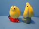 Vintage Ceramic Anthropomorphic Banana Pear Kid Salt & Pepper Shaker Japan 1950 Salt & Pepper Shakers photo 1