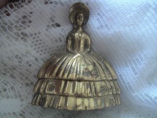 Antique Victorian Bronze Figural Bell Woman Girl England 1920s Crinoline Lady photo