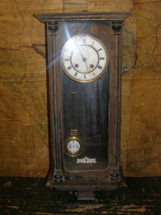 Antique Lenzkirch A.  G.  U.  Wall Clock Restoration No.  2 photo