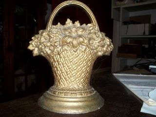 Antique Bradley Hubbard Cast Iron Flower Garden Basket Doorstop B&h photo