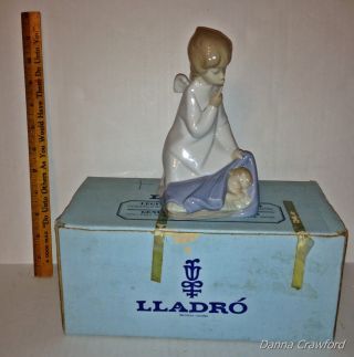 Rare Lladro Angel With Child Con Nino 4635 Porcelain Figurine W/boxporcelain Vtg photo