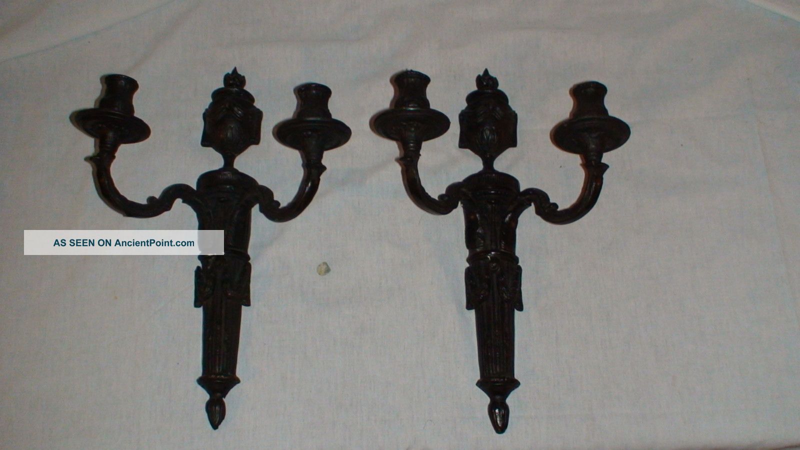 Bronze Antique 1800,  S Candle Wall Sconces - Gorgeous Patina Metalware photo