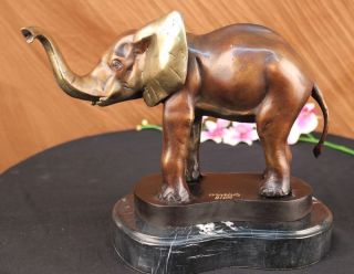 Limited Edition Solid Bronze Large Bull Elephant Sculpture W/ Coa Figurine Decor photo
