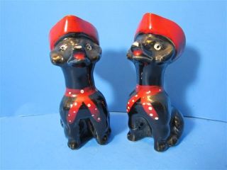 Vintage Ceramic Anthropomorphic Dogs Red Hats Sailors Salt & Pepper Shaker Japan photo