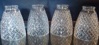 Antique Glass Lamp Shades Diamond Point Set Of 4 1 1/4 Inch Fitter photo