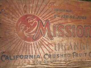 1920/30s Mission Soda Wood Crate Syrup Bottles Calif Crushed Fruit Corp La Rare photo