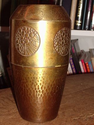 Wmf Art Nouveau Hammered Brass Vase 88 6 ½” photo
