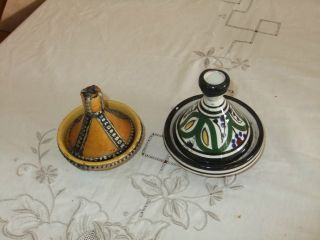 Vintage Moroccen Salt & Pepper.  Small Plates W Lid.  Oriantal Souvenir photo