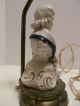 Antique Victorian Colonial Lamp W/ Hand Painted Porcelain Figure Bust Works Lamps photo 2