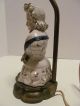 Antique Victorian Colonial Lamp W/ Hand Painted Porcelain Figure Bust Works Lamps photo 4