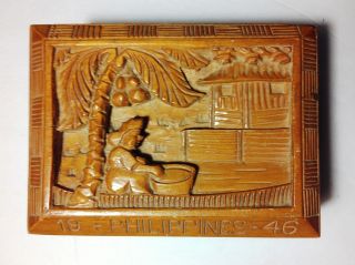 Post Wwii 1946 Philippines Hand Crafted Wooden Box Memorabilia Very Good Cond. photo