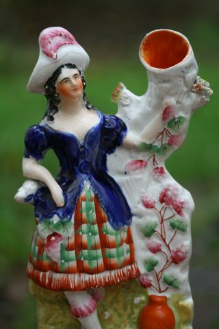 19th C.  Staffordshire Of Female Figurine With A Decorative Spill Vase photo