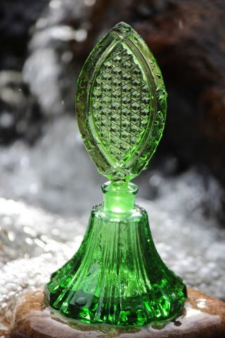 Green Summer - Very Big Green Perfume Bottle,  True Art Deco Czechoslovakia photo