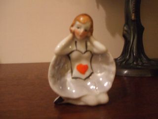 Vintage Porcelain Bathing Beauty With Shell Blushing Blonde With Heart Swimsuit photo