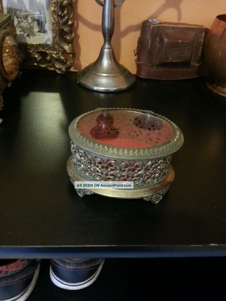 Antique 1940s Jewelry Box Metalware photo