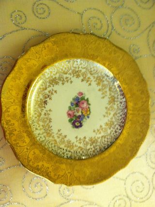 Antique Warranted 22 Karat Gold China Plate With Floral Pattern photo