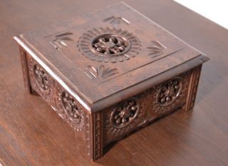 Highly Carved French Antique Dresser Jewelry Box (breton Wood Box) photo