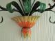 Vtg Toleware Sconce Italy - Excellent Colors/paint - Double Candle Wall Holder Toleware photo 2