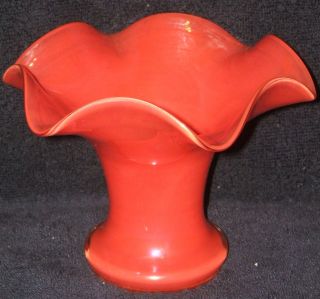 Most Unusual Bright Colored Antique Glass Short Vase Ruffled Rim,  Grt Shape photo