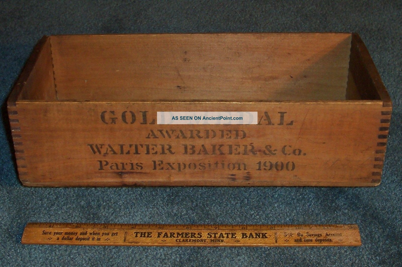 Primitive Wooden 1900 Paris Expo Chocolate Box Old Antique Goshen Wood Boxes photo