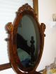 Antique Ornate Large Wood Oval Stand Up Mirror With Jewelry Box Mirrors photo 9