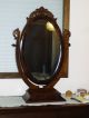 Antique Ornate Large Wood Oval Stand Up Mirror With Jewelry Box Mirrors photo 1