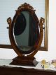 Antique Ornate Large Wood Oval Stand Up Mirror With Jewelry Box Mirrors photo 2