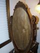 Antique Ornate Large Wood Oval Stand Up Mirror With Jewelry Box Mirrors photo 7