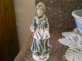 Bisque Old Lady Figurine,  Artmark Brand,  Carrying Basket. photo
