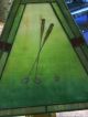 Vintage Hand Painted Leaded Glass Lamp Golfer Lamps photo 7