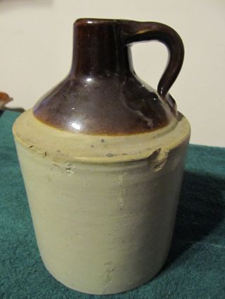 Old Crock - Whiskey Jug With Finger Hold Handle - One Quart Size photo