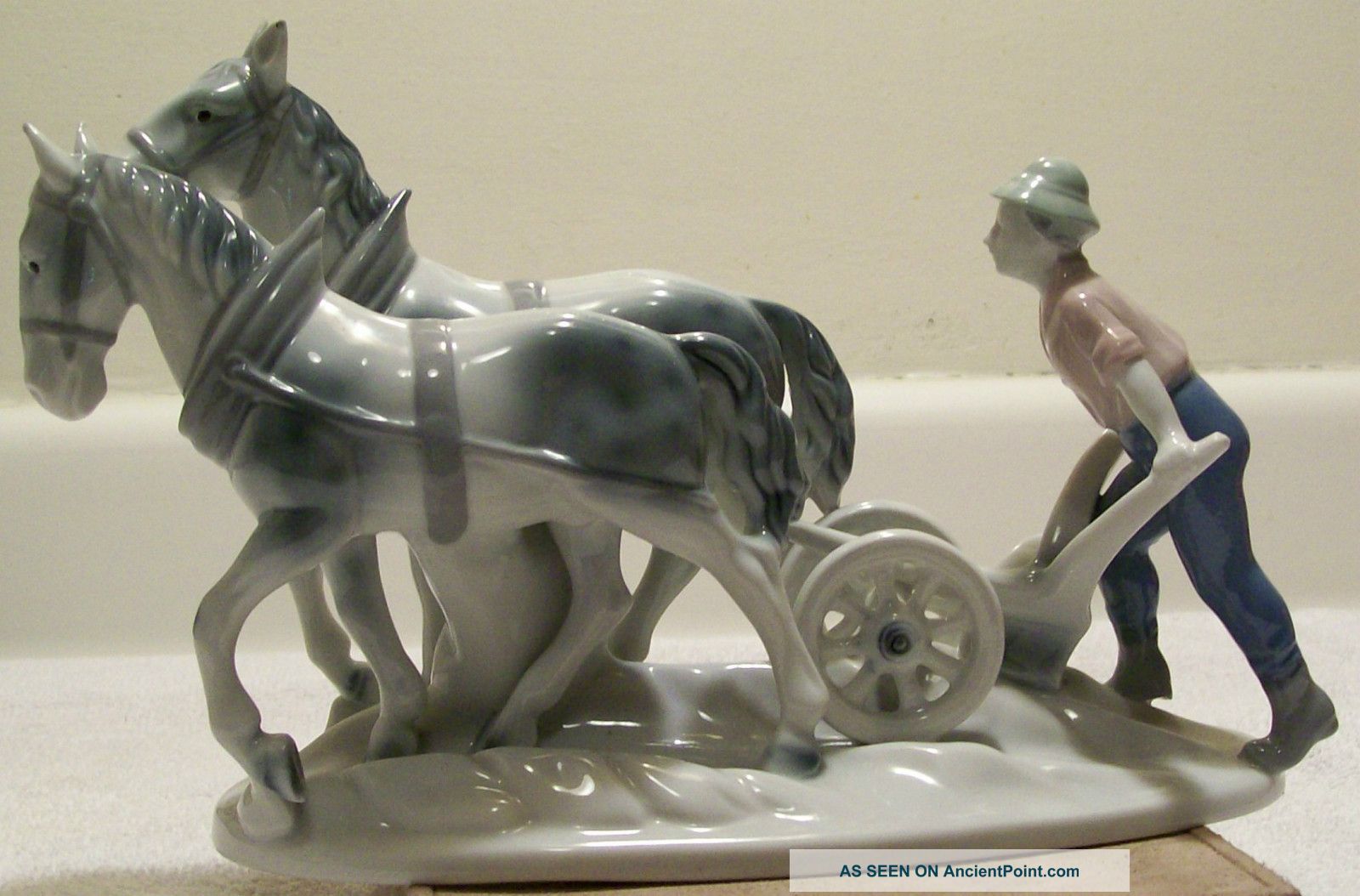 Plowman Figurine Gerold Porzellan Bavaria Western Germany Horses Sweet Figurines photo