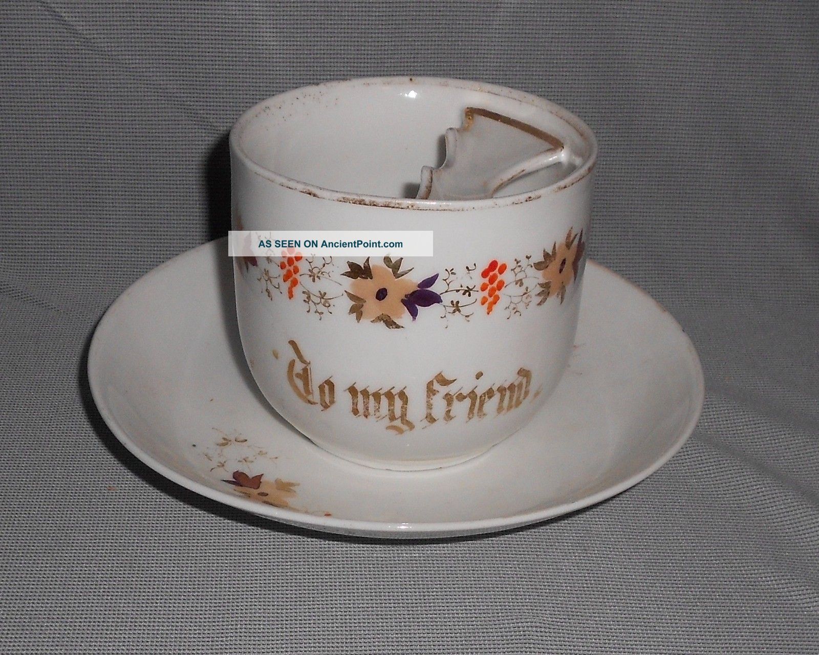 Antique Mustache Cup & Saucer 