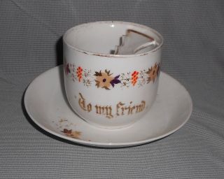 Antique Mustache Cup & Saucer 