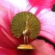 Art Deco Stunning Hand Painted High Quality Brass Peacock Sunning Blue Green Metalware photo 1