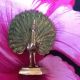 Art Deco Stunning Hand Painted High Quality Brass Peacock Sunning Blue Green Metalware photo 2