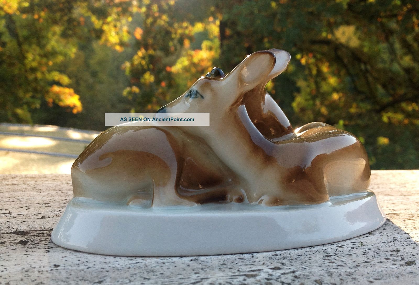 Zsolnay Porcelain Deer Couple Figurine,  Hand - Painted,  Made In Hungary Figurines photo