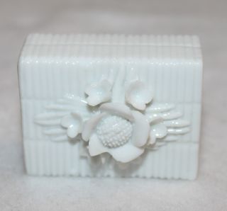 Antique Thick Fleurette Milk Glass Match Box Unique Piece Made In Japan photo