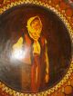 Vintage 1950 ' S Spanish Oil Painting On Wooden Plate Colorful Pattern Other photo 3