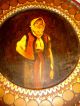 Vintage 1950 ' S Spanish Oil Painting On Wooden Plate Colorful Pattern Other photo 4