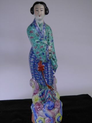 Vintage Collectible Chinese Porcelain Figurine Of A Women Hand Painted photo