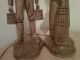 Vtg Carving Pair Black Forest Carved Wood Lamps Male/female Dairy Farmers Churn Lamps photo 3