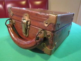 Antique Leather Over Wood Instrument Case / Box photo