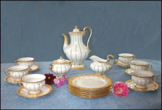 Meissen Golden Baroque Coffee Tea & Dessert Service For 6 Gold White Porcelain photo