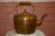 Antique 19th C Copper Kettle Gooseneck Brass Teapot Acorn Finial Rivet Dovetail Metalware photo 1