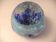 Vintage Clichy Blue Glass Rose Bowl With Brass Flower Frog Vases photo 1