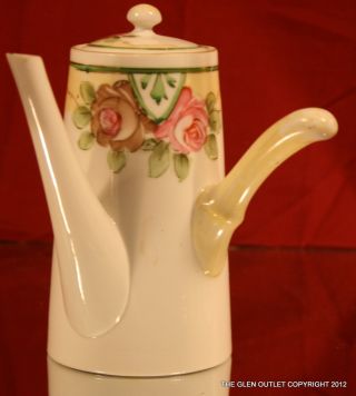 Nippon Single Serving Teapot Side Handle Gold Accents Black & Pink Roses photo