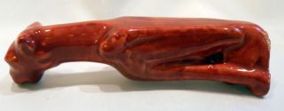 Antique French Signed France Pottery Knife Rest Red Glaze Griffin Shape photo