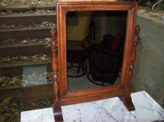 Excellent Antique Wood Table Mirror Vanity Dressing Spindle Legs Swing Mirror photo